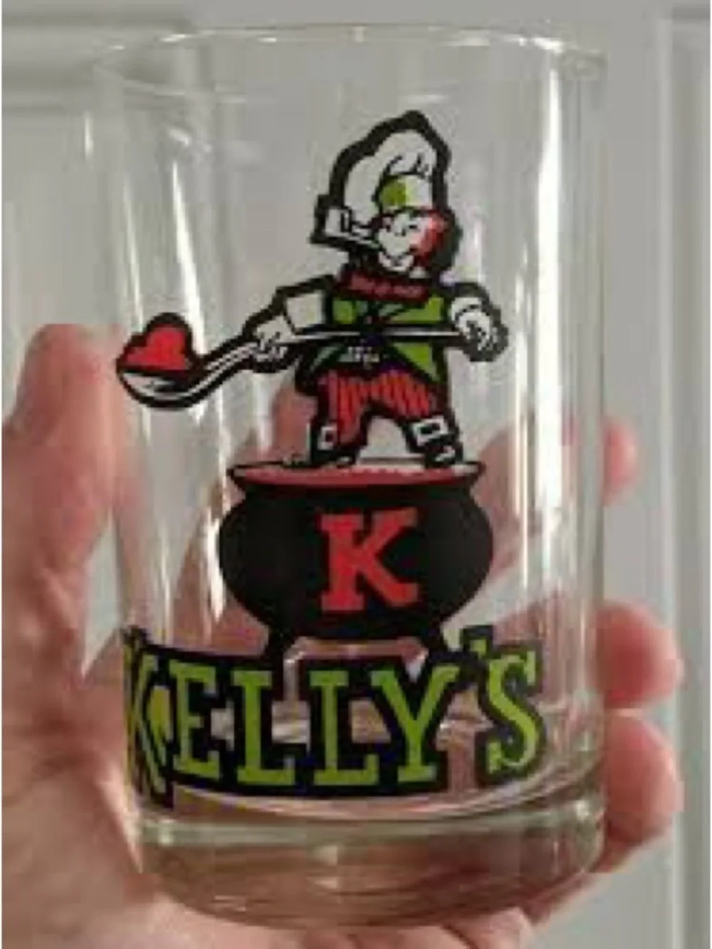 Vintage (5) Kelly's Chilli Liqueur Glass Promo-Rare Decor Leprechaun Prop set